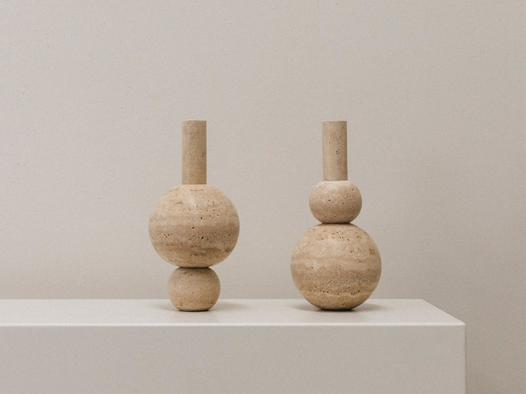 designer home decor - travertine vase by studio societa - molecular vase
